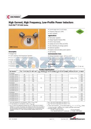 FP1005R1-R08-R datasheet - High Current, High Frequency, Low-Profile Power Inductors