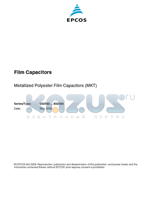 B32560J3334 datasheet - Film Capacitors Metallized Polyester Film Capacitors