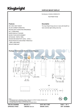 ACSA03-41SEKWA-F01 datasheet - SURFACE MOUNT DISPLAY