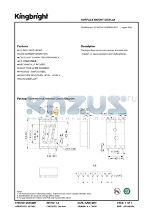 ACSA03-41SURKWA-F01 datasheet - SURFACE MOUNT DISPLAY