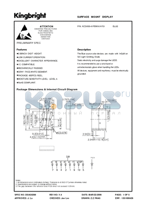 ACSA56-41PBWA datasheet - SURFACE MOUNT DISPLAY