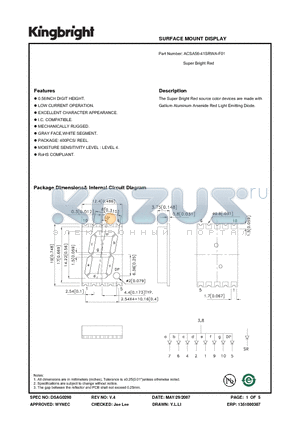 ACSA56-41SRWA-F01 datasheet - SURFACE MOUNT DISPLAY