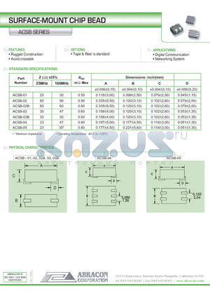 ACSB-03 datasheet - SURFACE-MOUNT CHIP BEAD