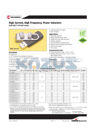 FP1007R2-R30-R datasheet - High Current, High Frequency, Power Inductors