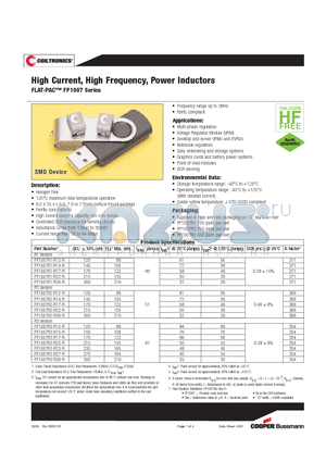 FP1007R3-R15-R datasheet - High Current, High Frequency, Power Inductors