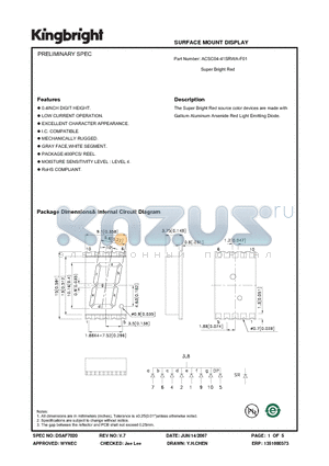 ACSC04-41SRWA-F01 datasheet - SURFACE MOUNT DISPLAY