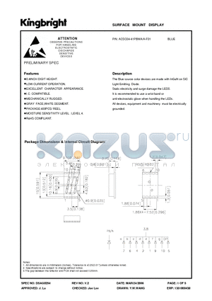 ACSC04-41PBWA datasheet - SURFACE MOUNT DISPLAY