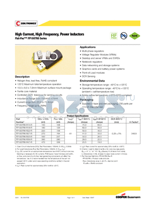 FP1007R6-R15-R datasheet - High Current, High Frequency, Power Inductors