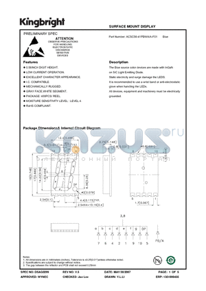 ACSC56-41PBWA-A-F01 datasheet - SURFACE MOUNT DISPLAY