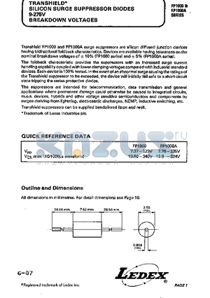 FP10100 datasheet - SILICON SURGE SUPPRESSOR DIODES