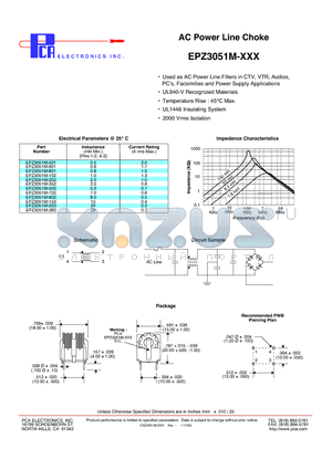 EPZ3051M-283 datasheet - AC Power Line Choke
