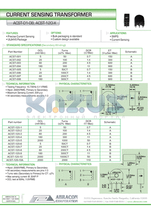 ACST-01-08 datasheet - CURRENT SENSING TRANSFORMER