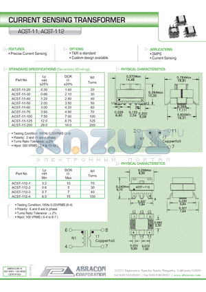 ACST-11-100 datasheet - CURRENT SENSING TRANSFORMER