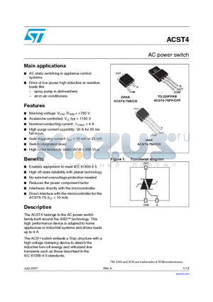 ACST4-7CH datasheet - AC power switch