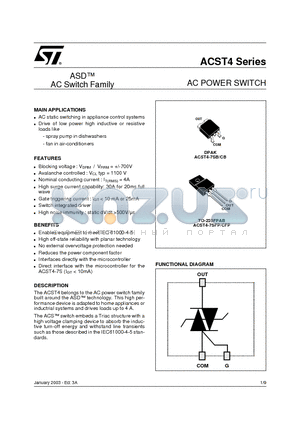 ACST4-7SB-TR datasheet - AC POWER SWITCH