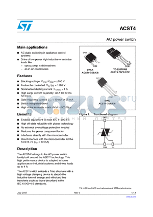 ACST4-7SB-TR datasheet - AC power switch