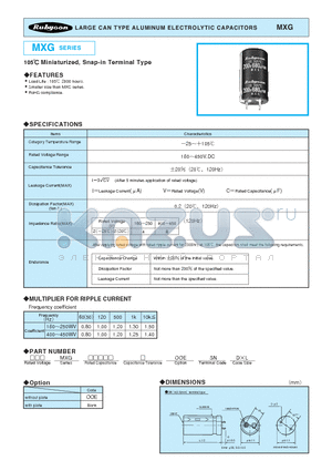 250MXG270M22X25 datasheet - LARGE CAN TYPE ALUMINUM ELECTROLYTIC CAPACITORS