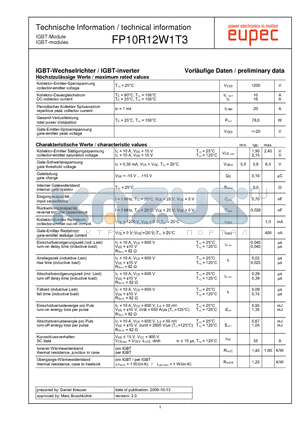 FP10R12W1T3 datasheet - IGBT-modules