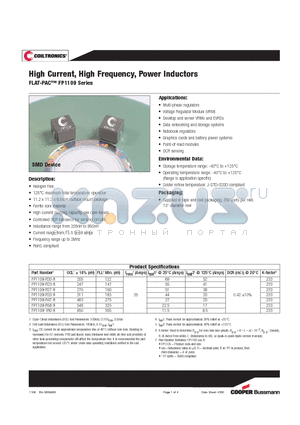 FP1109-1R0-R datasheet - High Current, High Frequency, Power Inductors