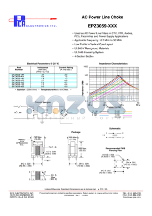 EPZ3059-452 datasheet - AC Power Line Choke