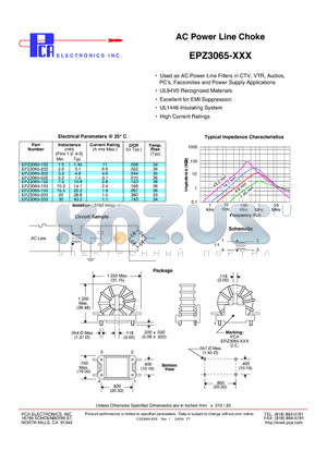 EPZ3065-153 datasheet - AC Power Line Choke