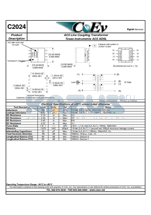 C2024 datasheet - AC5 Line Coupling Transformer