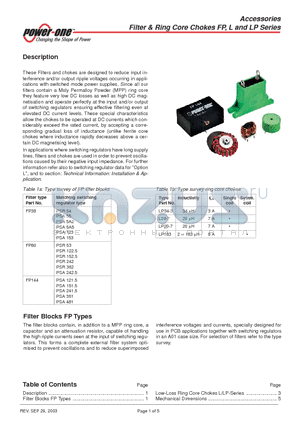 FP144 datasheet - Filter & Ring Core Chokes