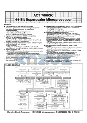 ACT-7000SC-150F17M datasheet - ACT 7000SC 64-Bit Superscaler Microprocessor