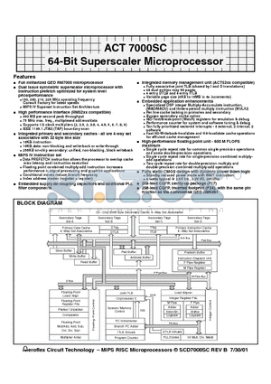 ACT-7000SC-200F17Q datasheet - ACT 7000SC 64-Bit Superscaler Microprocessor
