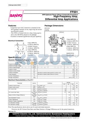 FP201 datasheet - High-Frequency Amp, Differential Amp Applications