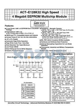 ACT-E128K32C-140F2Q datasheet - ACT-E128K32 High Speed 4 Megabit EEPROM Multichip Module