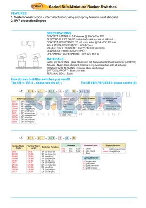 ER-4B-R1-2-CK-A5S datasheet - Sealed Sub-Miniature Rocker Switches