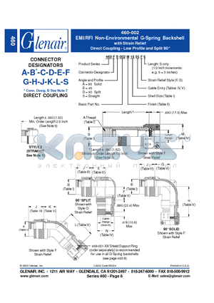 460FS002M18 datasheet - EMI/RFI Non-Environmental G-Spring Backshell with Strain Relief