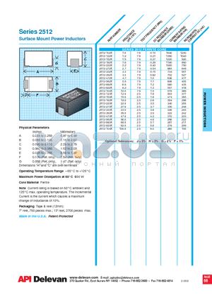 2512-102K datasheet - Surface Mount Power Inductors