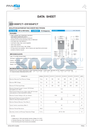 ER1000FCT_04 datasheet - ISOLATION SUPERFAST RECOVERY RECTIFIERS