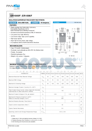 ER1002F datasheet - ISOLATION SUPERFAST RECOVERY RECTIFIERS