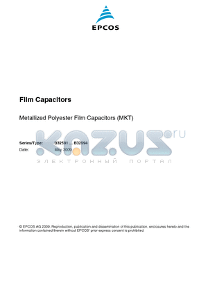 B32592C8333 datasheet - Film Capacitors Metallized Polyester Film Capacitors