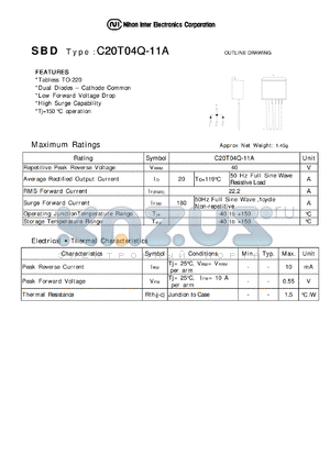 C20T04Q-11A datasheet - Schottky Barrier Diode