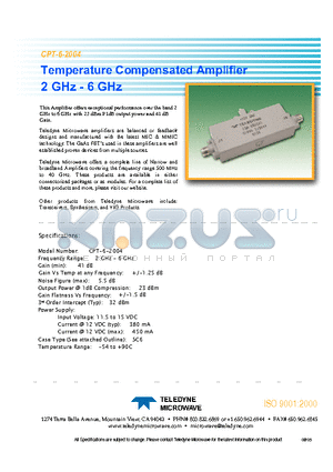 CPT-6-2004 datasheet - Temperature Compensated Amplifier 2 GHz - 6 GHz