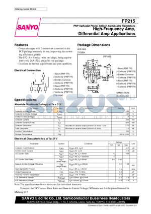 FP215 datasheet - High-Frequency Amp, Differential Amp Applications