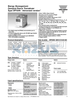 CPT-DINAV53HA1AX datasheet - Energy Management Compact Power Transducer