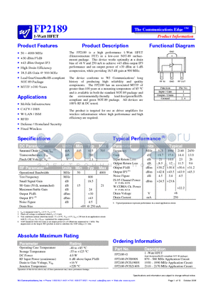 FP2189-PCB900S datasheet - 1-Watt HFET