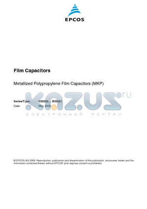 B32620A3223 datasheet - Film Capacitors Metallized Polyester Film Capacitors (MKT)