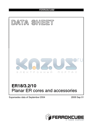 ER18 datasheet - Planar ER cores and accessories