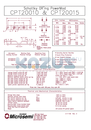 CPT20010 datasheet - Schottky ORing PowerMod