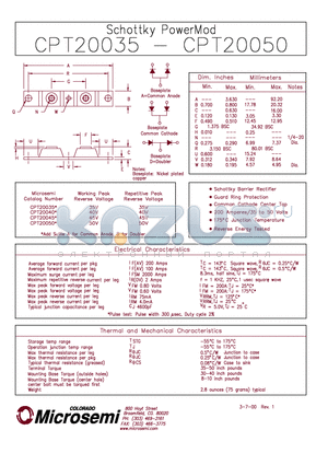 CPT20050 datasheet - Schottky PowerMod