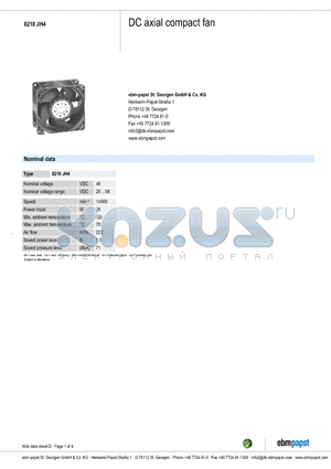 8218JH4 datasheet - DC axial compact fan