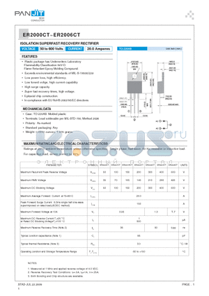 ER2000CT datasheet - ISOLATION SUPERFAST RECOVERY RECTIFIER