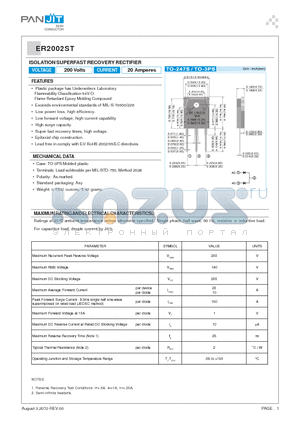 ER2002ST_T0_10001 datasheet - ISOLATION SUPERFAST RECOVERY RECTIFIER