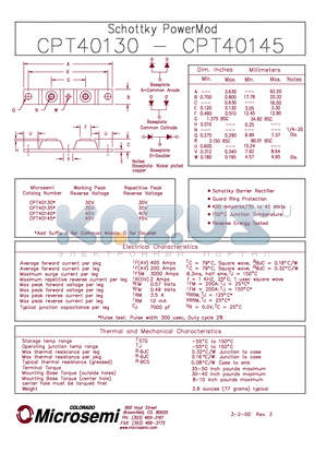 CPT40130 datasheet - Schottky PowerMod